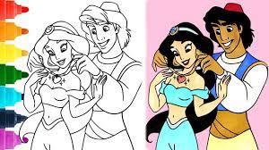 The genie, abu and aladdin. Aladdin Coloring Pages 1080p Coloring Jasmine Princess Aladdin Disney Coloring Book Youtube