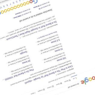 The Google search page mid-rotation, AI generated