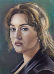 Red rose with pastells and pencils