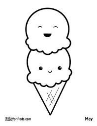 Kawaii Coloring Page Free Printable Diy Craft Ice Cream Party