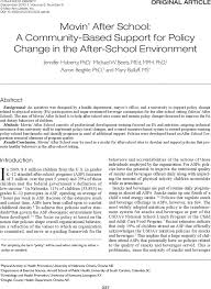 Movin' After School: A Community-Based Support for Policy Change in the  After-School Environment