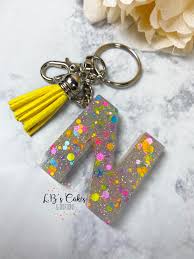 Glitter Initial Keychain Alphabet Keychain Letter Charm Etsy In 2020 Diy Resin Keychain Glitter Accessories Keychain