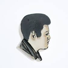 Elvis Pin -pinback Button-black and White-easter Basket Stuff