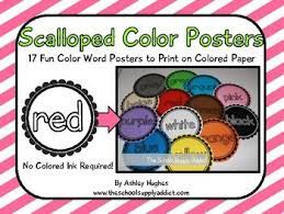 20 Page Pdf Containing Black And White Scalloped Color Word Posters Print Them On Colored Paper And S Color Words Poster Free Classroom Printables Word Poster