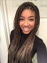 Box Braids Medium Long Two Tone Light Brown Golden Box Braids Hairstyles Long Box Braids Box Braids Pictures