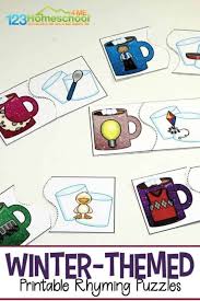 A list of 237 words that rhyme with puzzle, sorted by rhymability, syllables, as well as how it's used in different songs. Free Hot Cocoa Winter Rhyming Puzzles Rhyming Words With Pictures