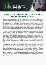 Sample Statement Of Purpose For Mba In International Business Is Right Here For You Http Www Statementofpurpo Mba Scholarship Essay Examples Business Studies