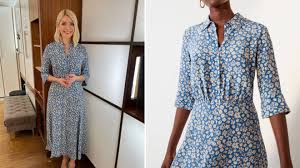 Holly willoughby's dress is heating things up on the internet. Holly Willoughby S This Morning Outfit Today How To Get Her Blue Floral Shirt Dress Heart