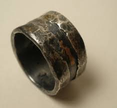 Industrial Wedding Wide Band Rustic Copper Silver Mens Engagement Ring Strong Statement Organi Rustic Wedding Bands Mens Wedding Bands Engagement Rings For Men
