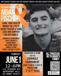 A blood drive in memory of Northport High School graduate Aidan Fischer,  who passed away from leukemia last month, is happening from 3 to 7pm today  at the Northport Yacht Club. Also