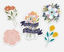 floral sticker pack set of 5 floral stickers floral stickers aesthetic stickers sticker design