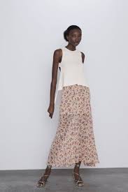 Zara Damske Sukna S Kvetinovou Potlacou Blumenmuster Rock Gehrock Damen Ausgestellte Rocke