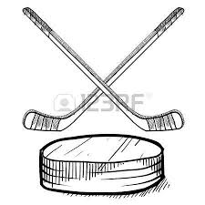 Still life of hockey gloves, stick, and puck. Doodle Style Hockey Vector Illustration With Sticks And Puck Photo Stick Drawings Doodles Hockey