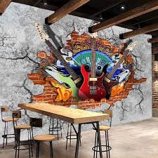 Dropship Custom 3d Murals Wallpaper Guitar Rock Graffiti Art Broken Brick Wall Ktv Bar Tooling Home Decoration Wall Painting Mural Fresco Wallpaper Desktop Background Wallpaper Desktop Images From Luxurylifestle 24 13 Dhgate Com