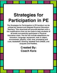 Strategies For Participation In Pe Adapted Physical Education Physical Education Teacher Physical Education
