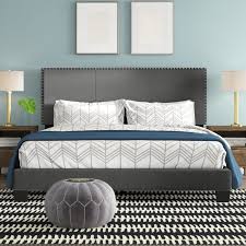 This diy platform storage bed is what you need! Royale Upholstered Platform Bed With Nail Trim Headboard Queen Walmart Com Walmart Com