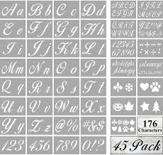 2 inch letters are available in . Amazon Com Large Letter Stencils For Painting On Wood 45 Pack Alphabet Letter Number Stencil Templates With Signs And Holiday Patterns Reusable Plastic Stencils In 176 Designs For Chalkboard Fabric Wood Signs