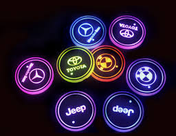 Led Car Logo Cup Lights Up Holder Usb Charging 7 Colors Changing Car Logos Cup Logo Charging Car