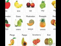 fruit names chart english to hindi