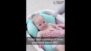 Toddlerfinest 3 In 1 Foldable Baby Bath Tub Soft Cushion Insert Thermo Sensor Youtube