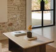 Mesa de centro rectangular 110x70 cm en travertino y madera de acacia  Casilda