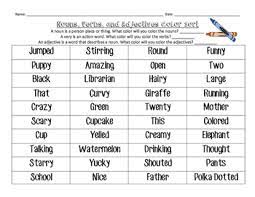 The noun part of the name identifies the entity on which the action is performed. Noun Verb And Adjective Color Sort By Teaching With Tara Tpt