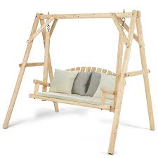 Wood porch swing chair chain hardwood natural finish outdoor patio furniture new. Gymax Wooden Porch Swing Outdoor Patio Rustic Torched Log Curved Back Bench A Frame Walmart Canada