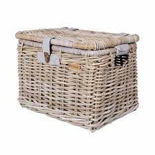 Wiklibox wicker bike basket for kids mounted on belts in white color. Basil Denton Bicycle Basket L Gray Basil