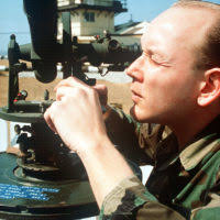 US Air Force (USAF) STAFF Sergeant (SSGT) Adam Baughman, 321st  Expeditionary Communications Squadron (ECS), performs an audio check