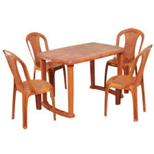 Constructed of easy to clean pvc plastic, simply wipe with a damp cloth. Plastic Brown Dining Table Four Chairs Uma Plastics Limited Id 6219692291