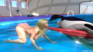 Killer whale fucking a blonde in a 3D bestiality scene