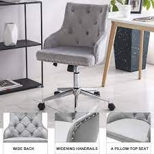 28 dreamy home offices with libraries for creative inspiration. Lpeak Velvet Office Computer Chair Executive Pc Computer 360 Swivel Height Adjustable Chair Rocking Chair With Wheels Light Grey With Copper Nail Amazon Co Uk Home Kitchen