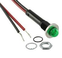 Neon Panel Mount Indicator Green .380" Hi-Dome 250V Wire ...