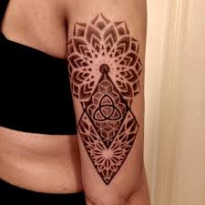 325 celtic knot cross tattoos; Triskele Symbol With Dotwork Mandalas Done By Ingo Araneo At Kronshaigen Ink In Kiel Germany Tattoos