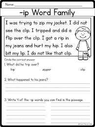 Word Families Reading Comprehension Passages And Questions Word Families Reading Comprehension Passages Phonics Reading Passages