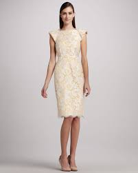 Badgley Mischka Lace Cocktail Dress With Open Back Cocktail Dress Lace Cocktail Dress Yellow Lace White Dress