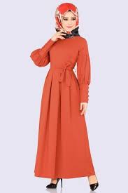 Modaselvim Elbise Balon Kol Pileli Elbise 4151so376 Kiremit Elbise Elbiseler Elbise Modelleri