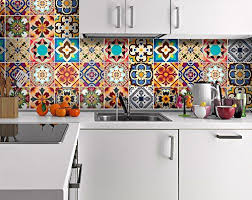 Amazon Com Wall Art Decor Traditional Talavera Tiles Stickers For Kitchen Remodelation P Diy Kitchen Backsplash Colorful Kitchen Decor Tile Stickers Kitchen