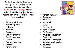 Bodily Kinesthetic Learners Kinesthetic Multiple Intelligences Learners