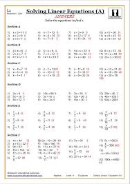 Solving Linear Equations Answer Algebra Worksheets Solving Linear Equations Studying Math