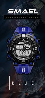 Men S Blue Led Watches Smael Chronograph Digital Sport Watch Stopwatch Led Dual Time Watch Chronograph Timepieces Men S Top Brand Fashion Designer St Urunler