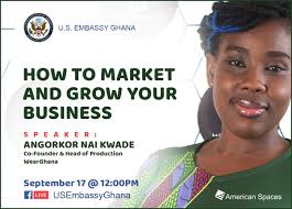 Join the American Center this Thursday, September 17 at 12:00PM for a  Facebook Live conversation with Angorkor Nai Kwade, Co-Founder & Head of  Production at WearGhana