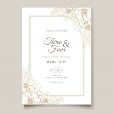 Elegant Line Art Wedding Card With Beautiful Floral And Leaves Template In 2020 Wedding Cards Elegant Wedding Invitation Card Flower Wedding Invitation