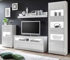 Wohnwand schrankwand anbauwand fun plus 1 grau holz beleuchtung. Wohnwand Nobile Hochglanz Weiss Stone Design Grau