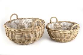 Buy view add to wishlist. Kubu Rattan Basket W Handles Round Grey Washed O46x19cm O53x24cm