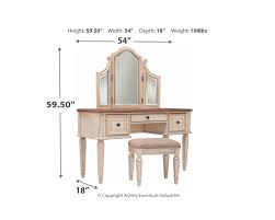 It's got the crisp, clean lines of a contemporary piece, but with softly weathered elements, including antiqued industrial pulls and an earthy finish that lets the beauty of replicated oak grain flow through. Signature Design By Ashley Realyn Chipped White Vanity Mirror Stool 3 Piece Set Walmart Com Walmart Com