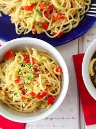 Pasta Mama Simple Pasta Recipe Made With Eggs Bell Peppers And Spaghetti Kid Friendly Dinners Picky Eater Easy Pasta Recipes Recipes Stuffed Bell Peppers