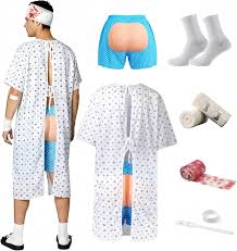 Amazon.com: HRTELISI Funny Halloween Costume, 2025 Patient Costume Adult  for Men Women, Couples Costumes with a Hospital Gown（Fits 53 to 61）, a  Pair of Pants with Fake Butt, a Pair of Socks