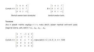Contoh soal matriks bentuk eselon baris tereduksi. Determinan Pertemuan 6 7 Ppt Download