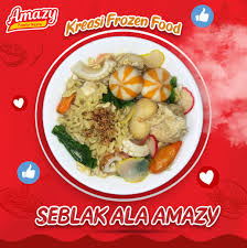 Tumis dengan udang masak dan sayuran. Amazy Frozen Food Magfood Amazy